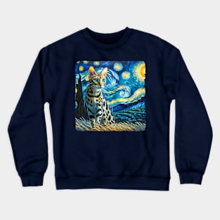 Ocicats Starry Night Inspired - Artistic Cat Crewneck Sweatshirt